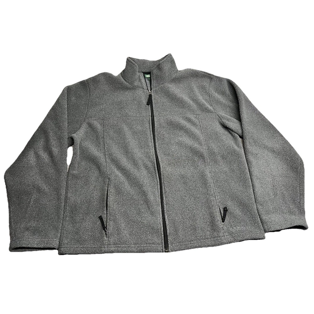 Vintage LL Bean Fleece Jacket Men's Medium‎ Gray Full Zip Polartec